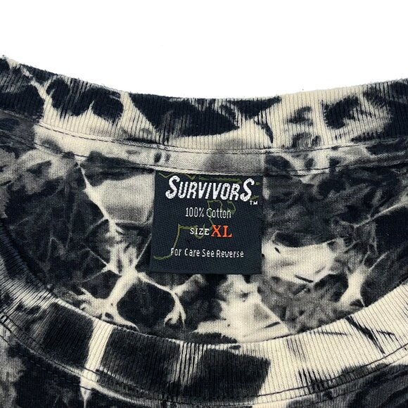 Survivors AOP Native American Skeleton Biker T Shirt Mens XL Black Studs Skulls - Picture 4 of 5